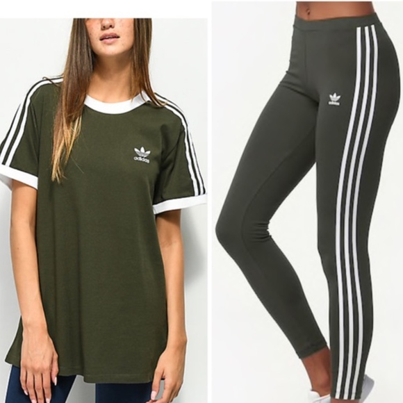 adidas Pants - Adidas original 3 stripe night cargo legging set